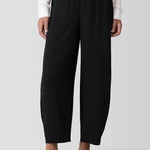EILEEN FISHER Silk Georgette Crepe Black Lantern Pant Sz S
